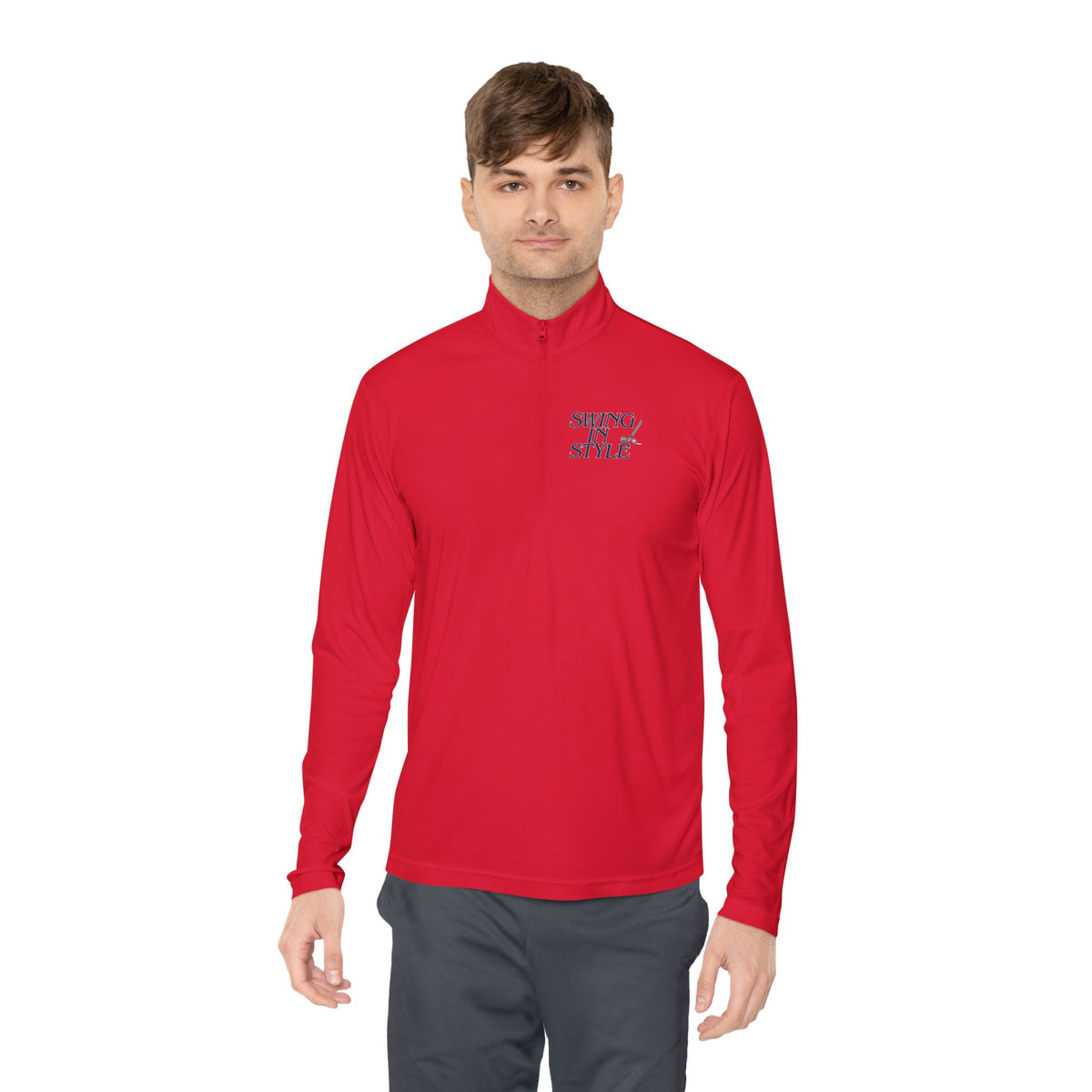 Quarter-Zip Pullover – 'Smoky/Style' Minimal Embroidered Chest Pullover