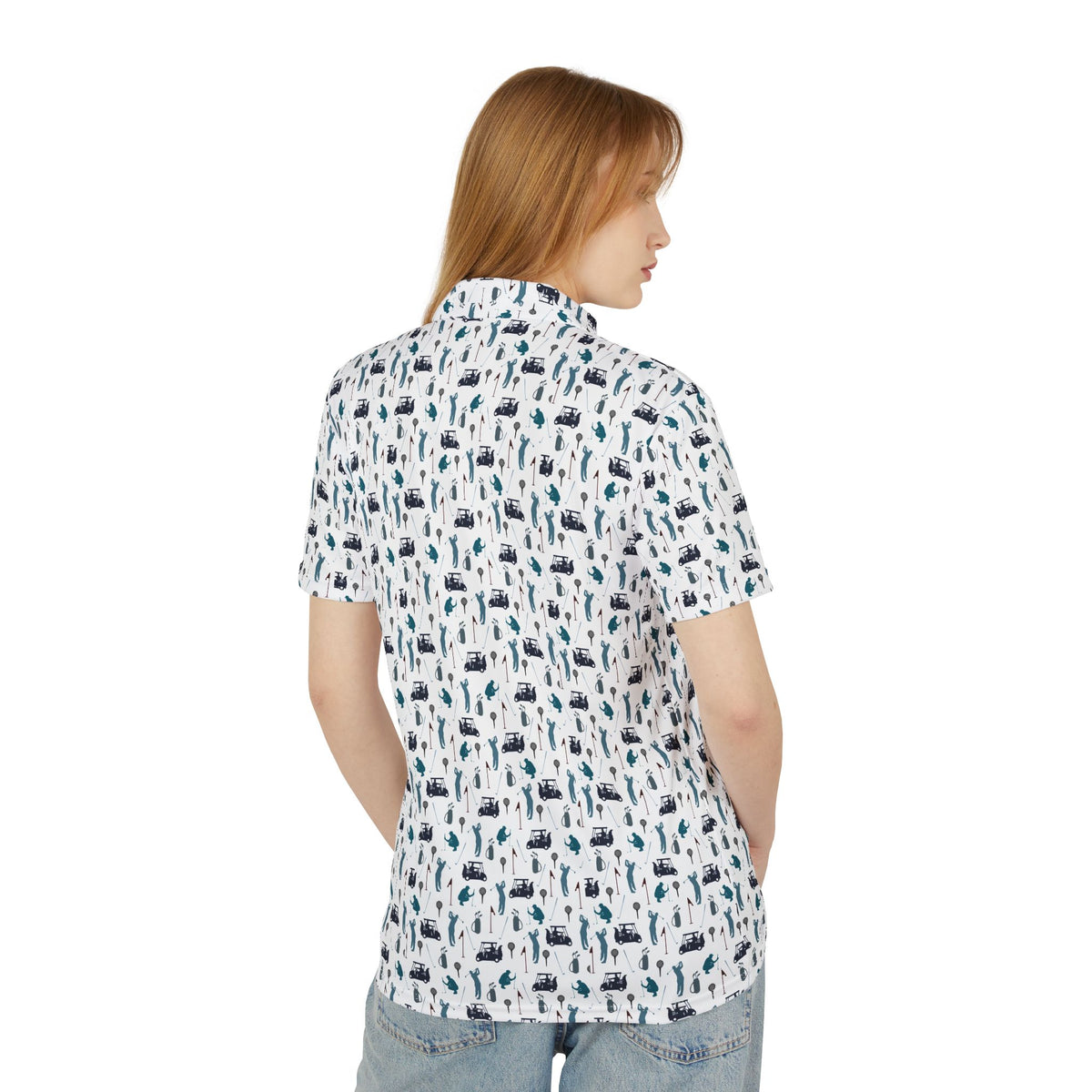 Men's White All-Over Print Polo — Nautical Beach Icons Pattern
