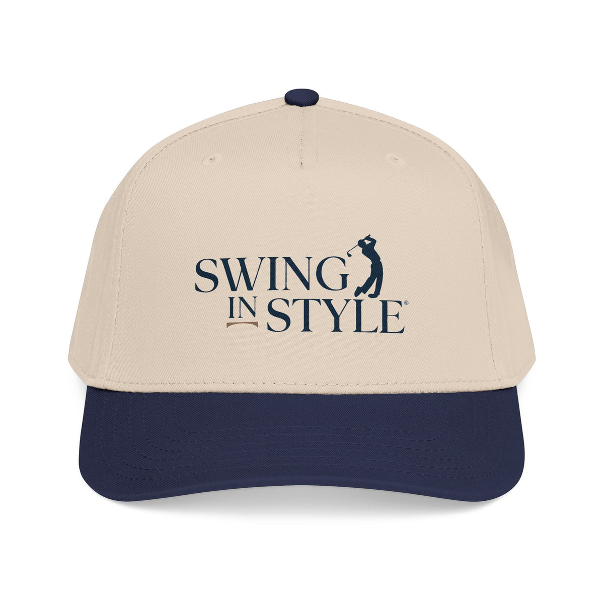 Swing In Style Baseball Cap — Golfer Logo Mid-Profile Hat