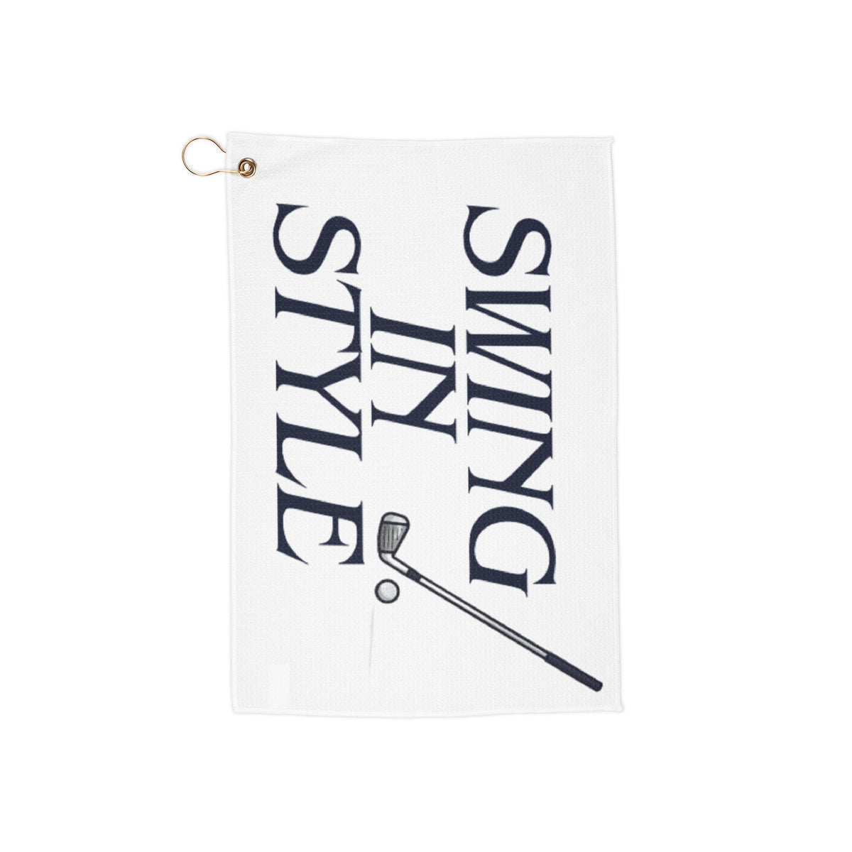 Golf Towel — "Swing in Style" Microfiber Golf Towel with Grommet & Ring