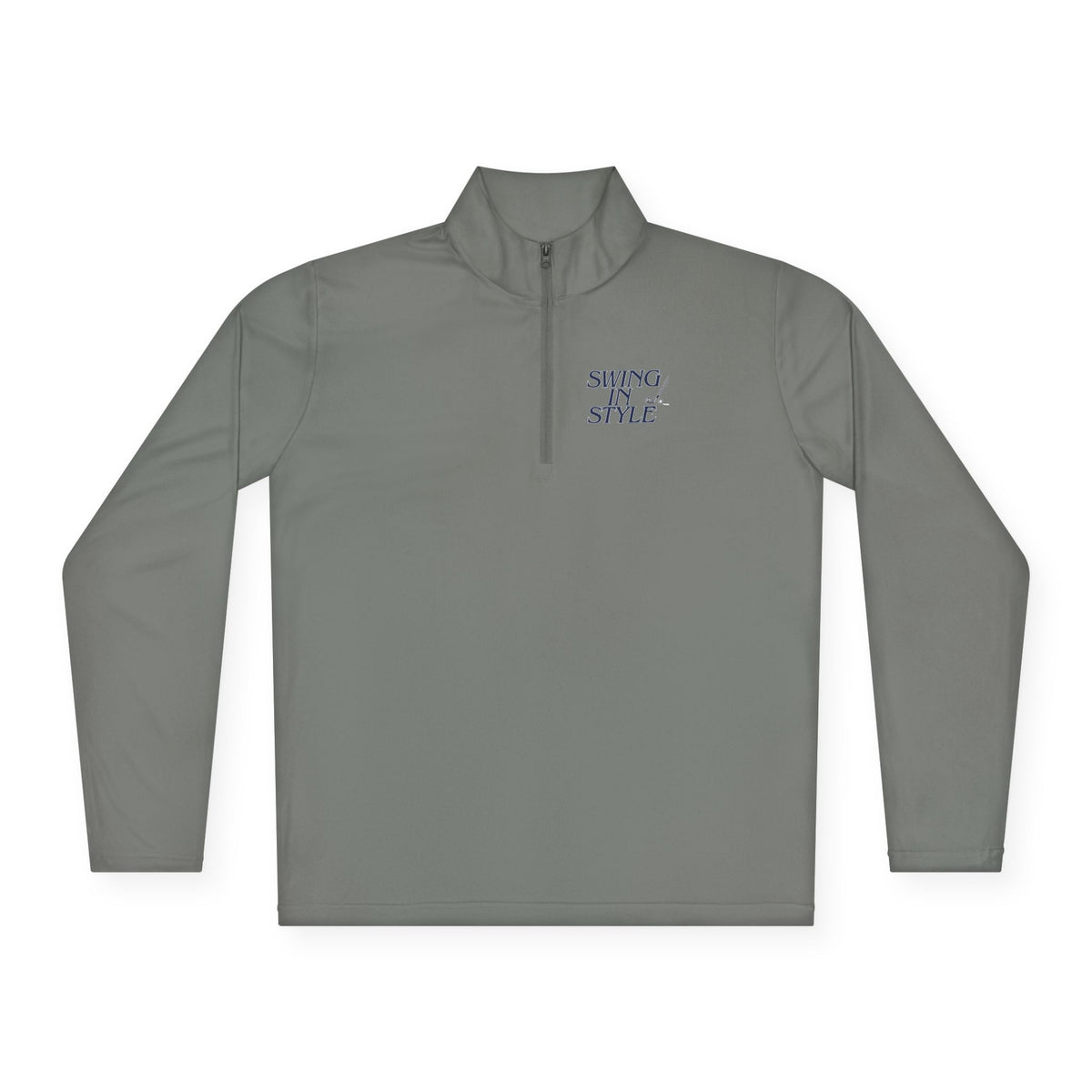 Quarter-Zip Pullover – 'Smoky/Style' Minimal Embroidered Chest Pullover
