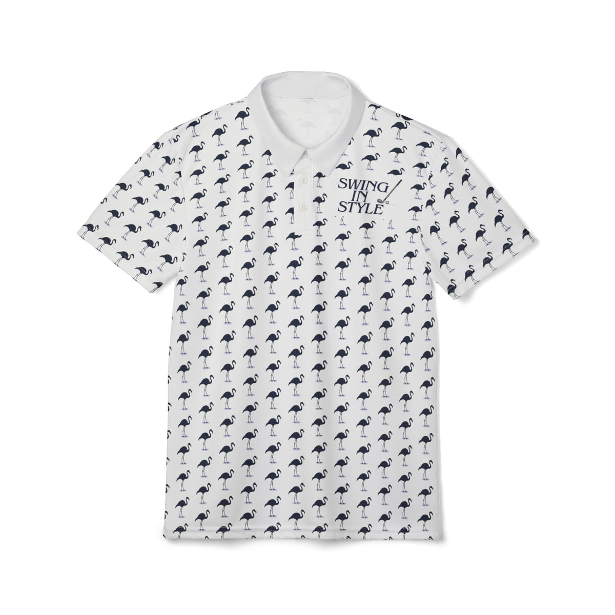 Swing Style Polo Shirt — Tropical Palm Pattern All-Over Print