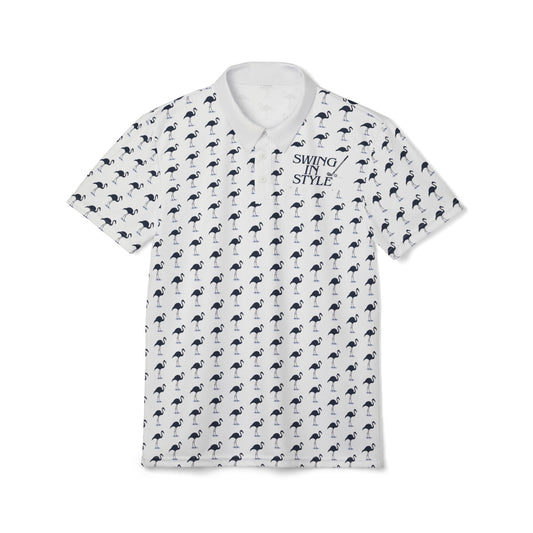 Swing Style Polo Shirt — Tropical Palm Pattern All-Over Print