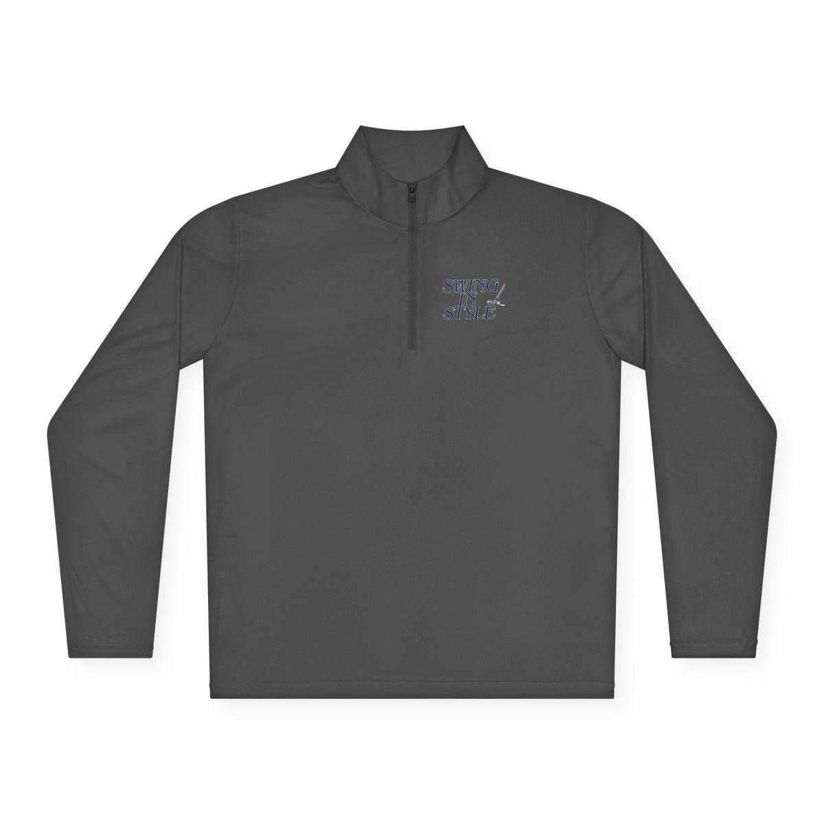 Quarter-Zip Pullover – 'Smoky/Style' Minimal Embroidered Chest Pullover