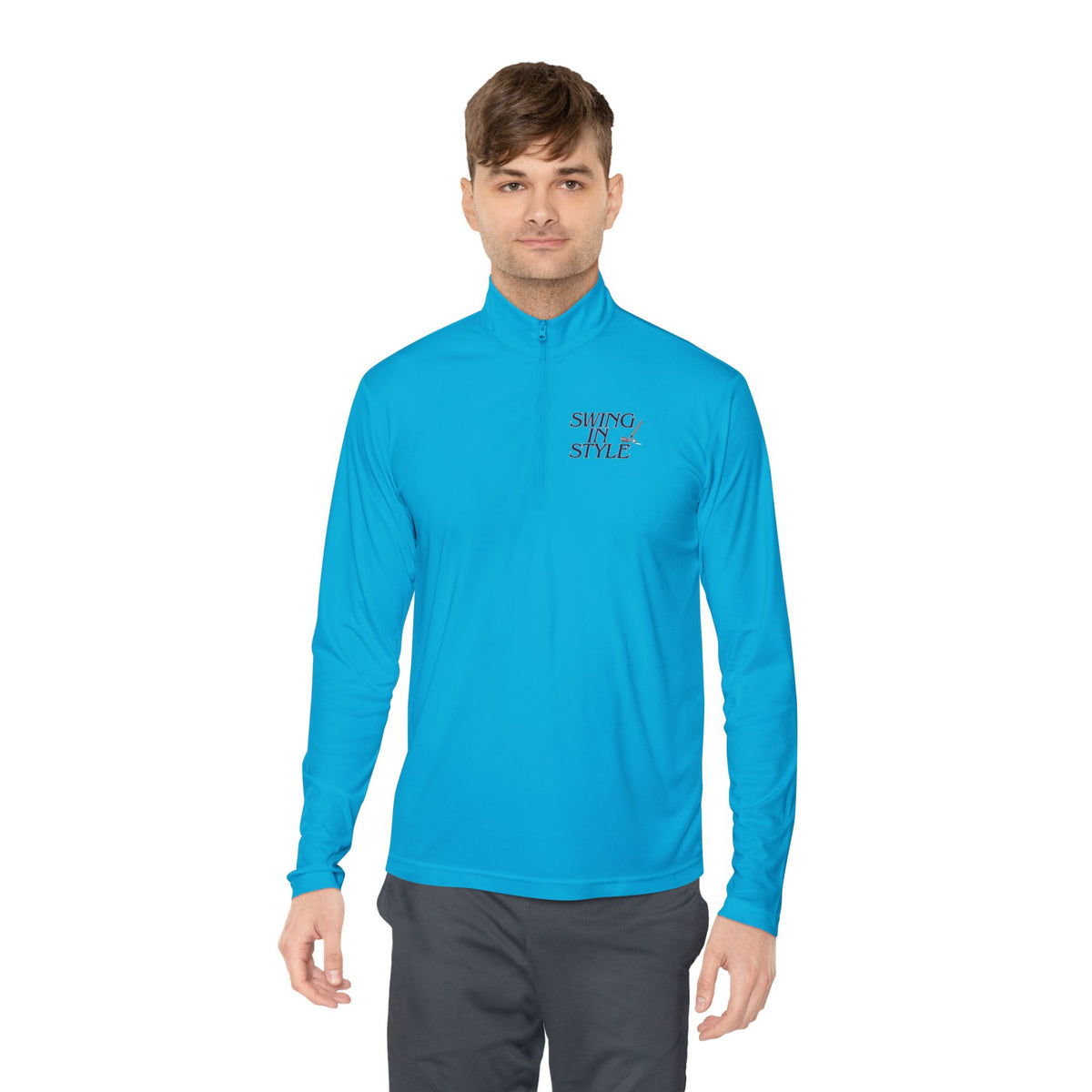 Quarter-Zip Pullover – 'Smoky/Style' Minimal Embroidered Chest Pullover
