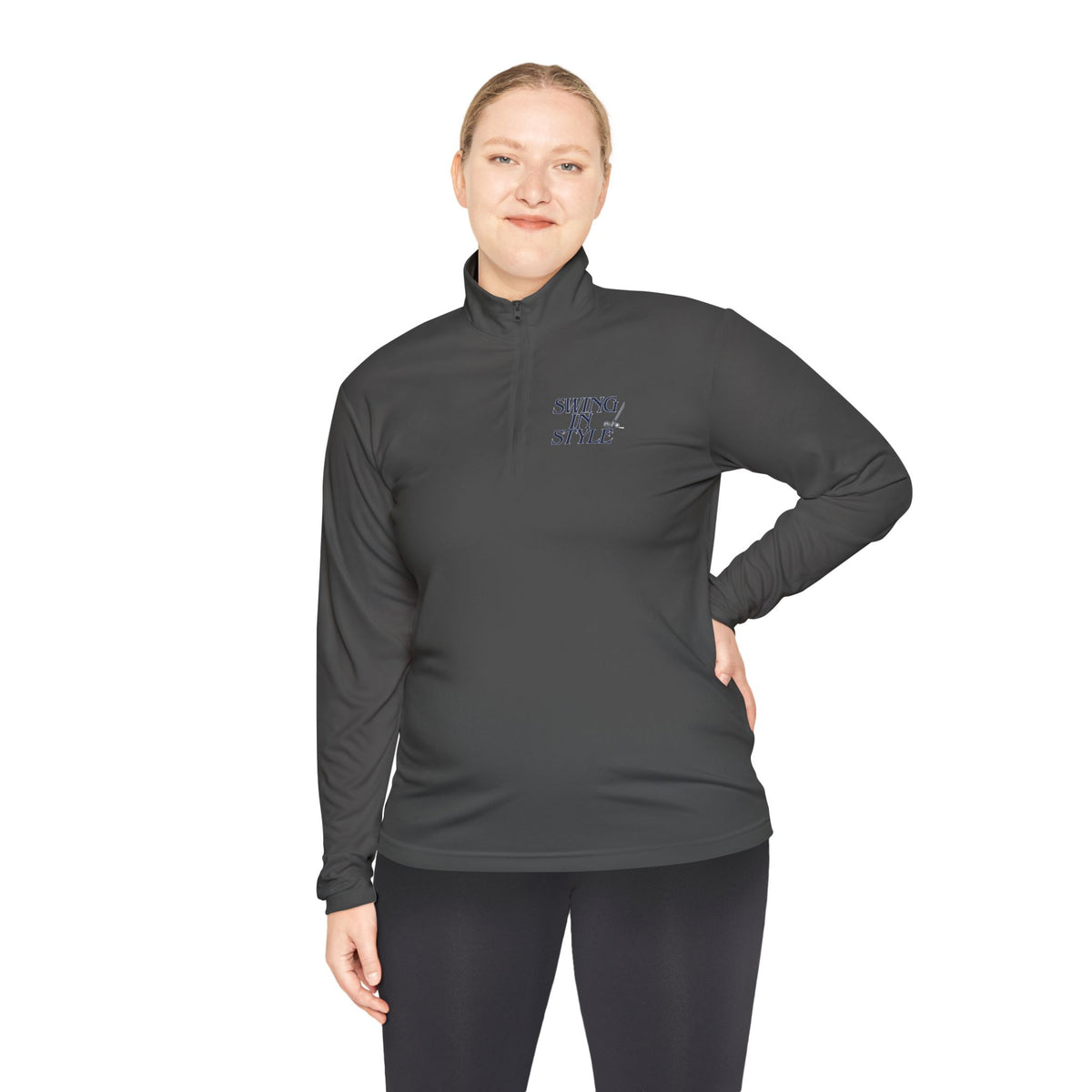 Quarter-Zip Pullover – 'Smoky/Style' Minimal Embroidered Chest Pullover