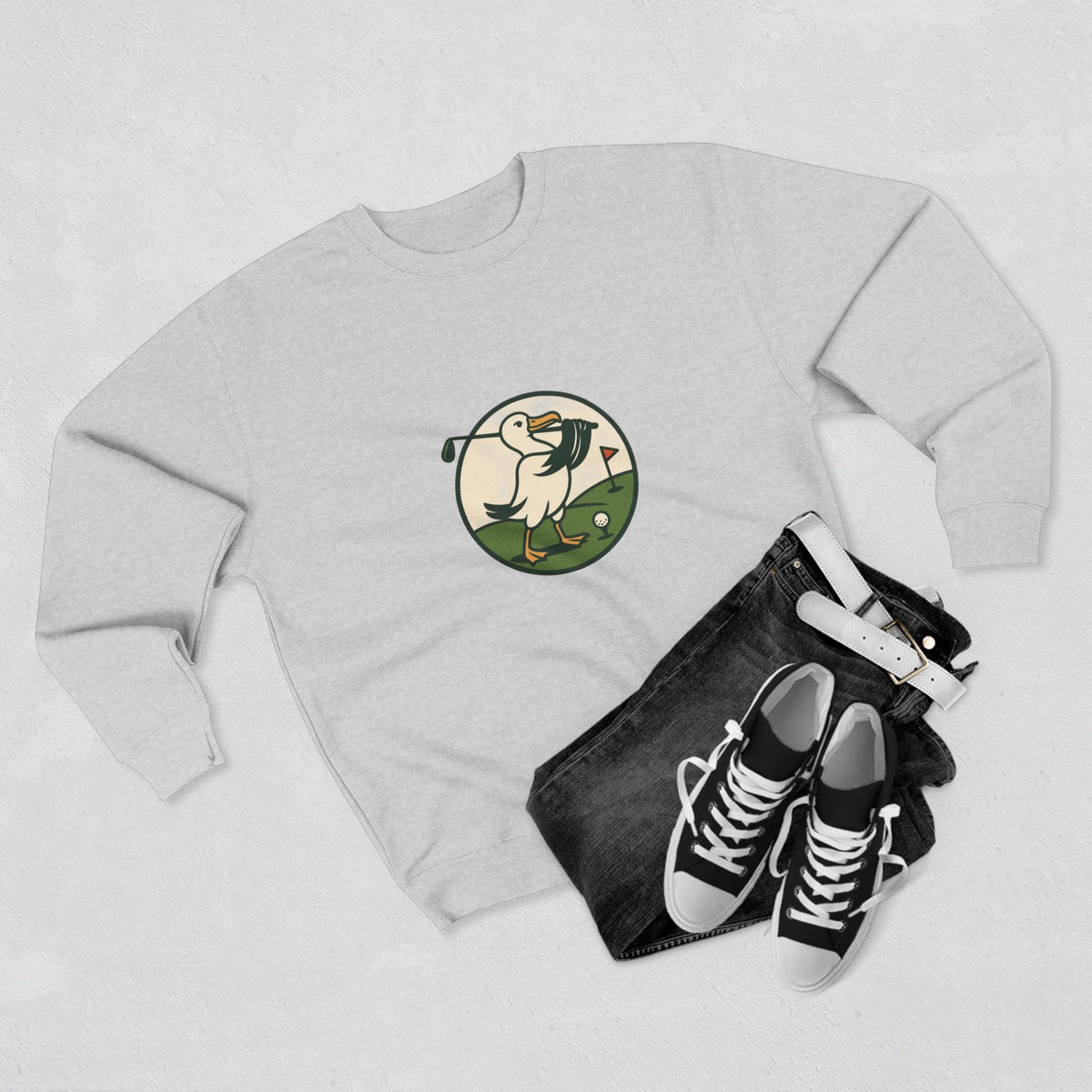 Golf Pelican Crewneck Sweatshirt – Vintage Golfing Bird Graphic