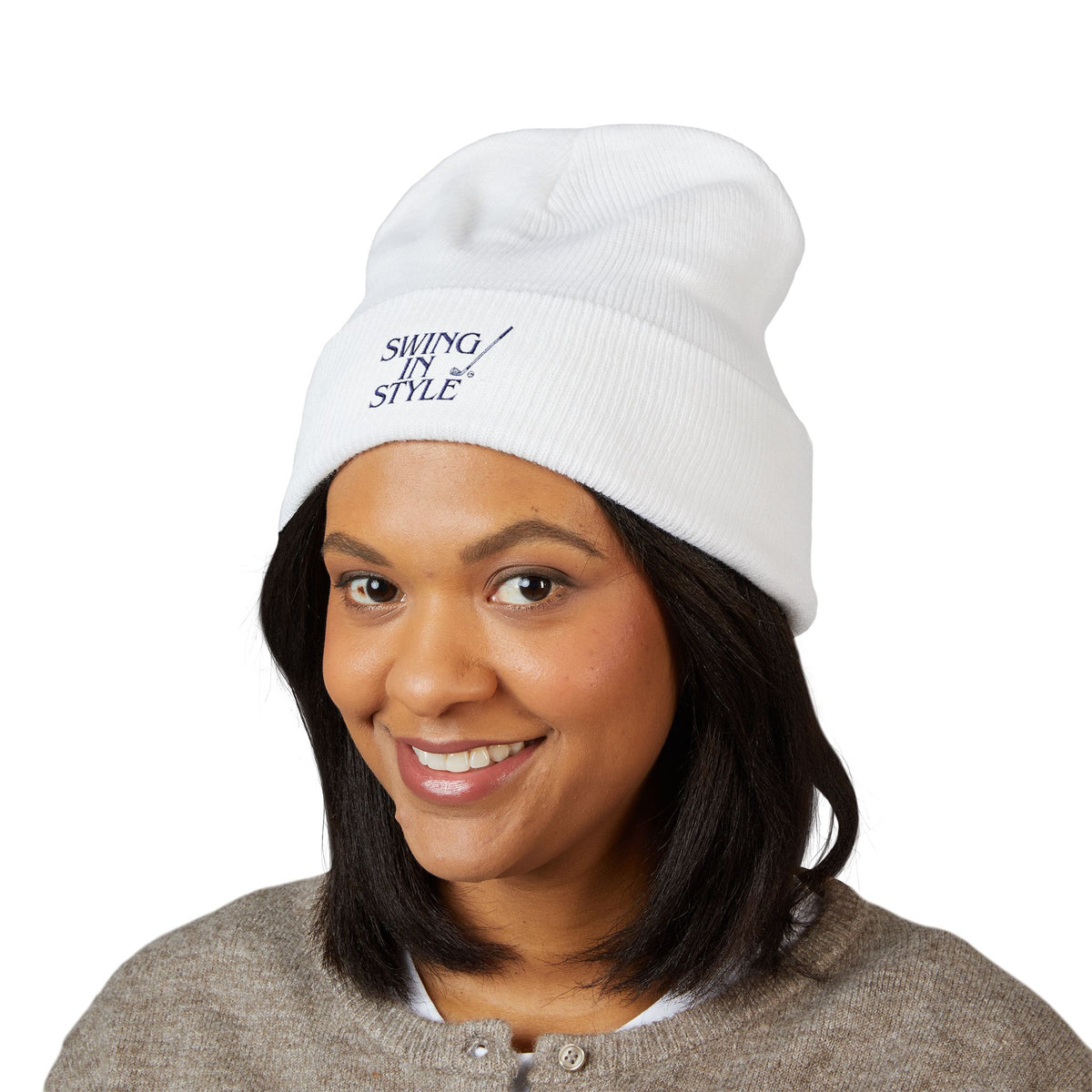 Swing in Style Embroidered Cuffed Beanie