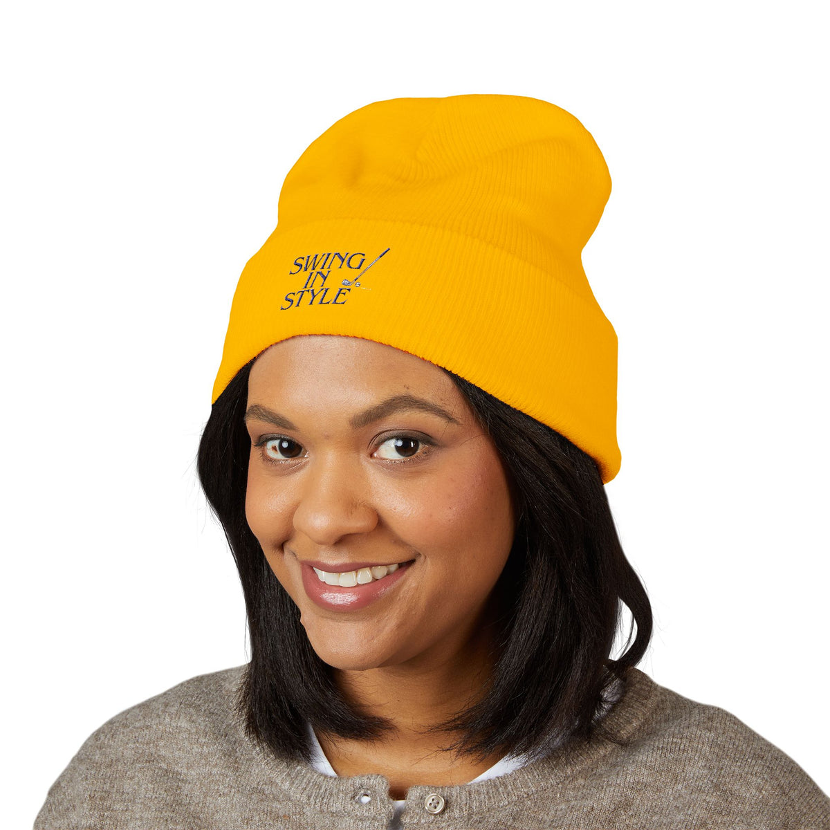 Swing in Style Embroidered Cuffed Beanie
