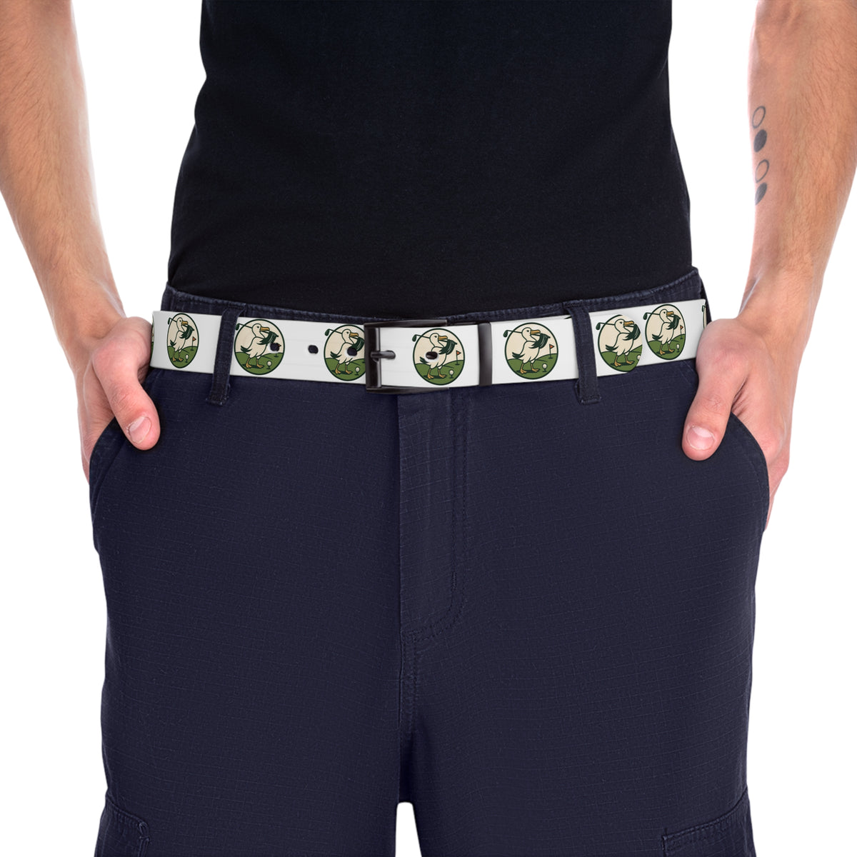 Graphic Belt — Vintage Golf Cartoon Pattern