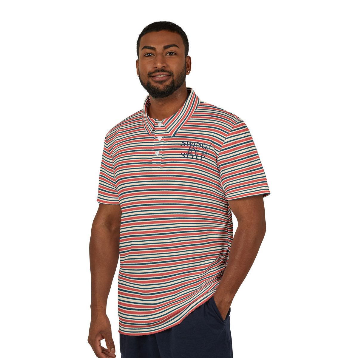 Striped Polo Shirt — Retro Multicolor Casual Golf Tee