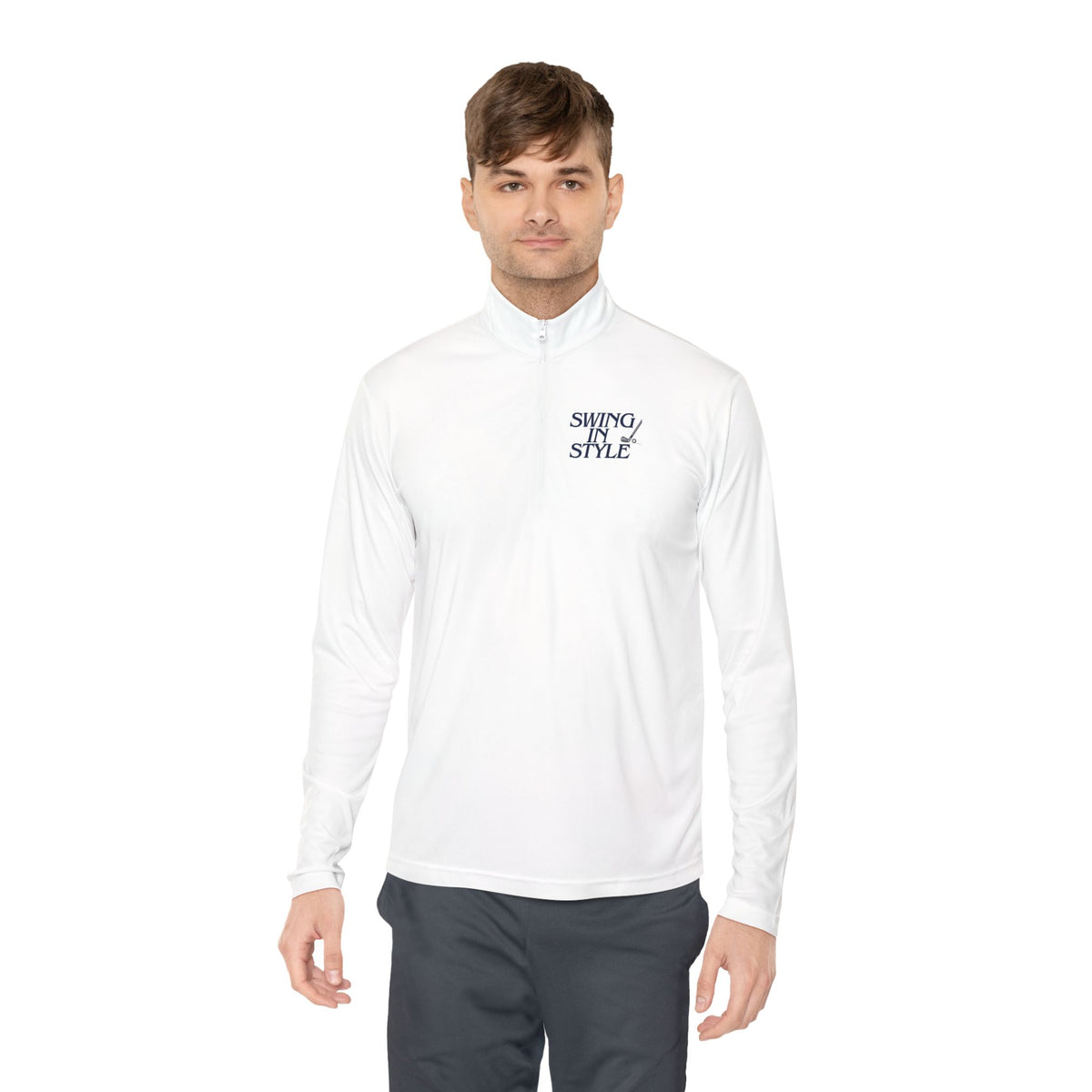 Quarter-Zip Pullover – 'Smoky/Style' Minimal Embroidered Chest Pullover