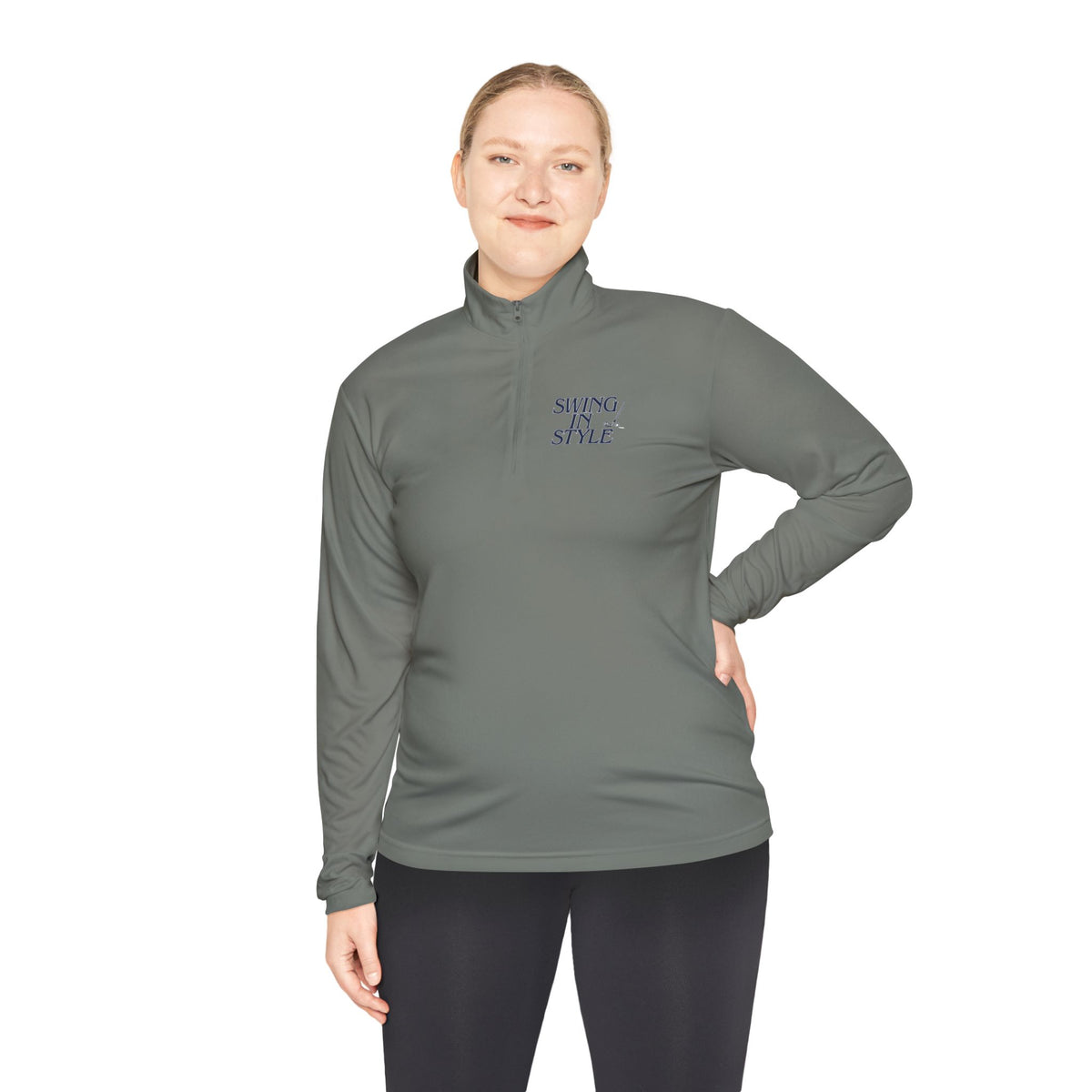 Quarter-Zip Pullover – 'Smoky/Style' Minimal Embroidered Chest Pullover