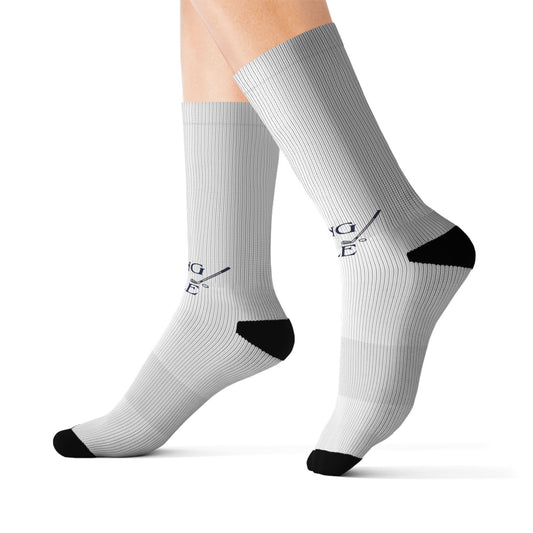 Sublimation Crew Socks — Minimal Gray Stripe Athletic Socks (Customizable)