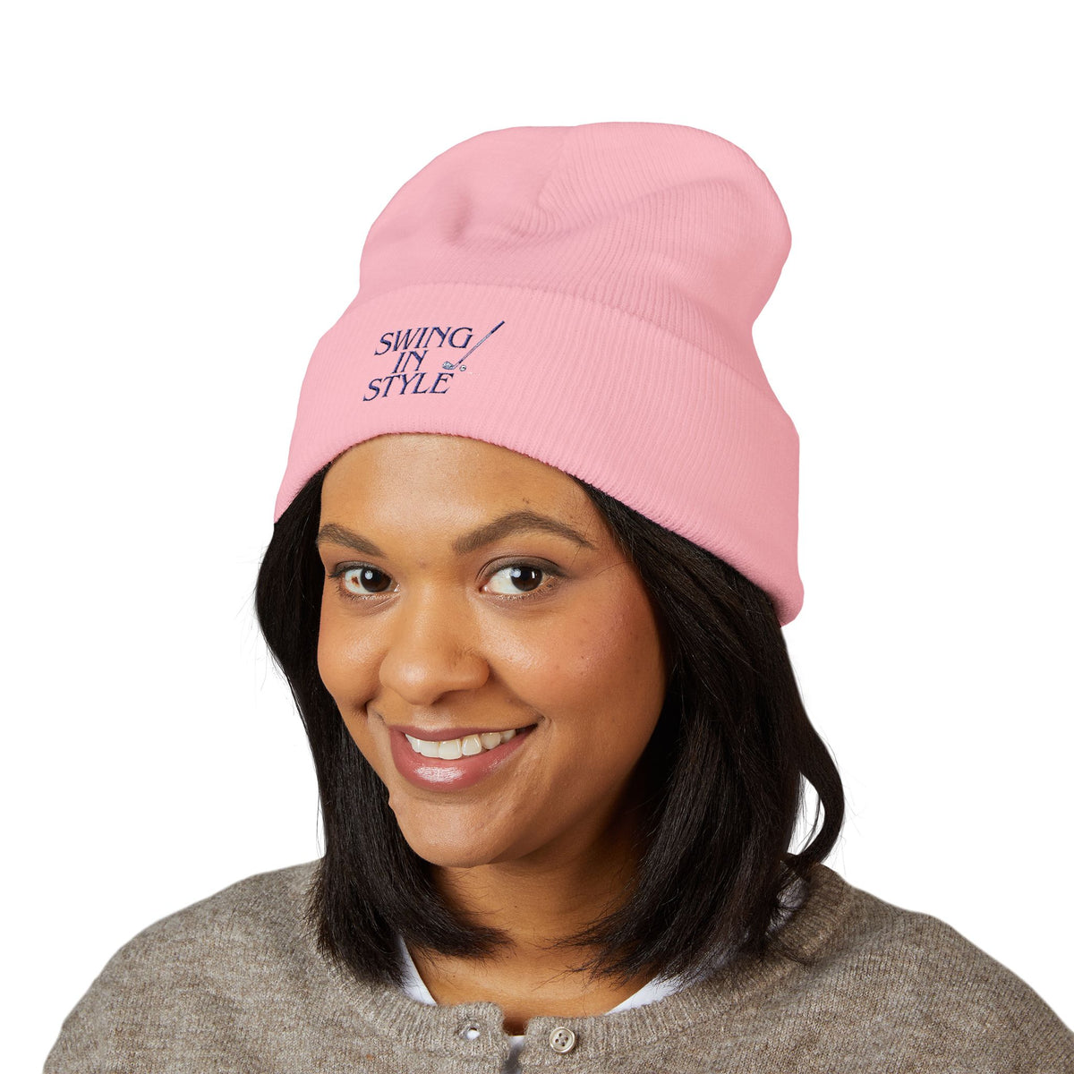 Swing in Style Embroidered Cuffed Beanie
