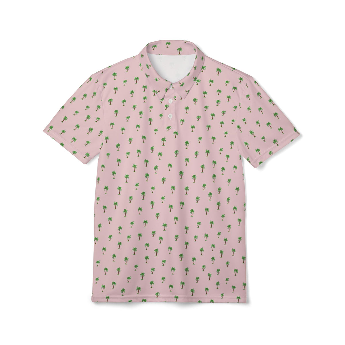 Pink Palm Tree Polo Shirt — Tropical All-Over Print Golf Polo