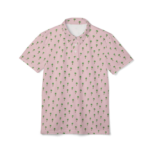 Pink Palm Tree Polo Shirt — Tropical All-Over Print Golf Polo