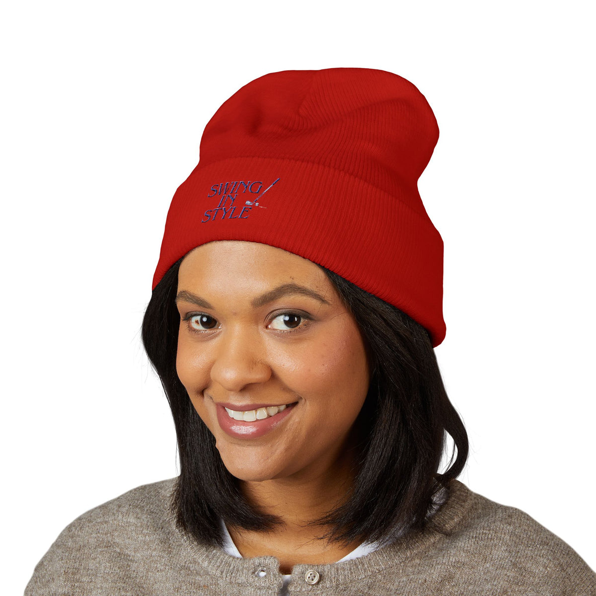 Swing in Style Embroidered Cuffed Beanie