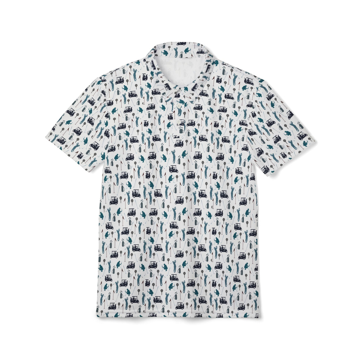 Men's White All-Over Print Polo — Nautical Beach Icons Pattern