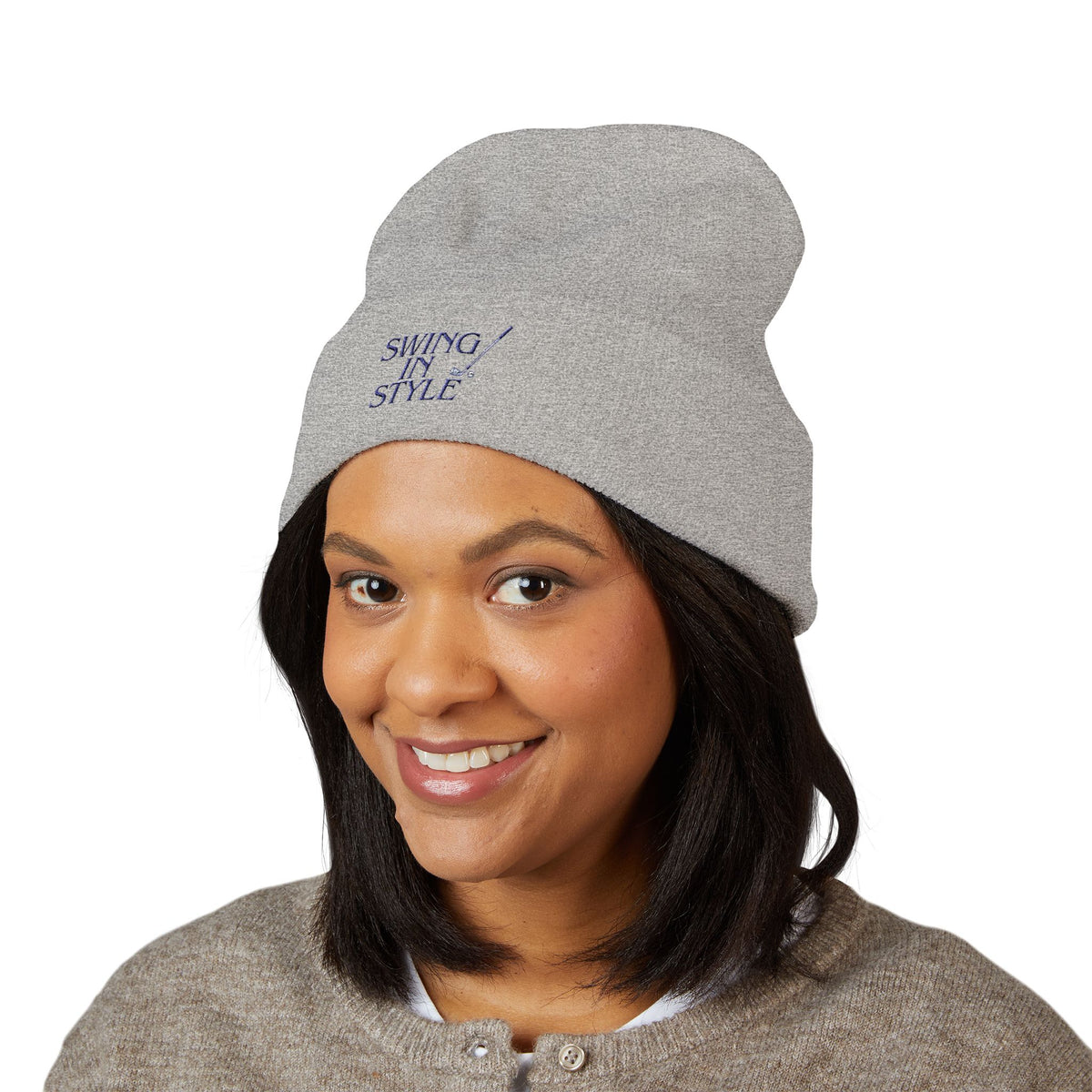 Swing in Style Embroidered Cuffed Beanie