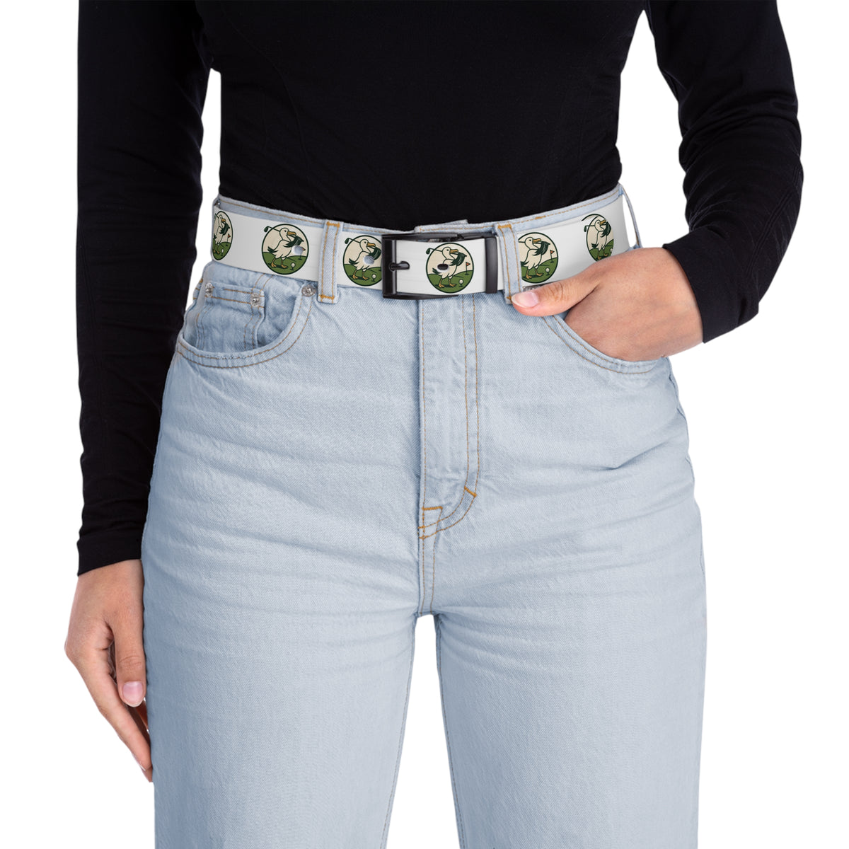 Graphic Belt — Vintage Golf Cartoon Pattern