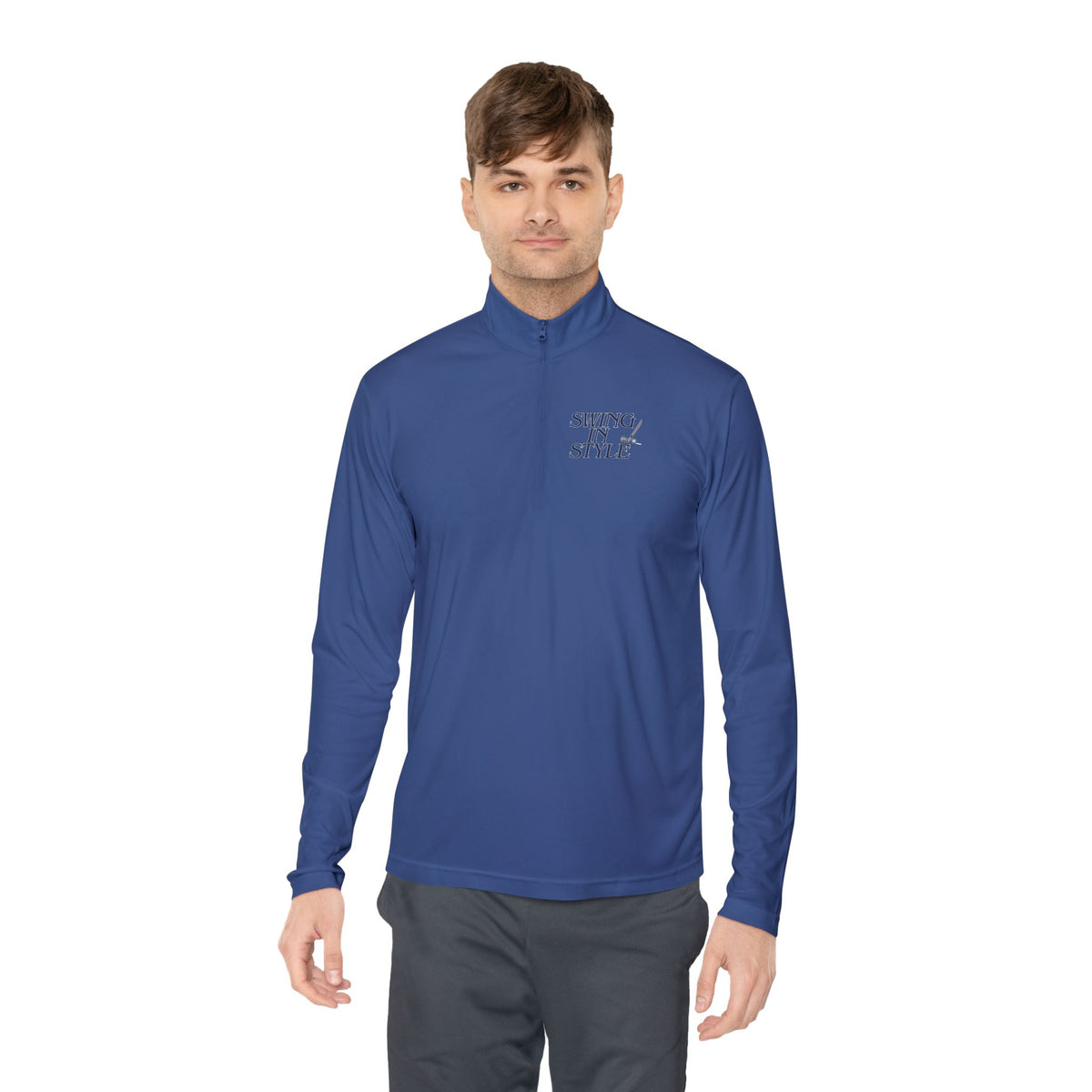 Quarter-Zip Pullover – 'Smoky/Style' Minimal Embroidered Chest Pullover