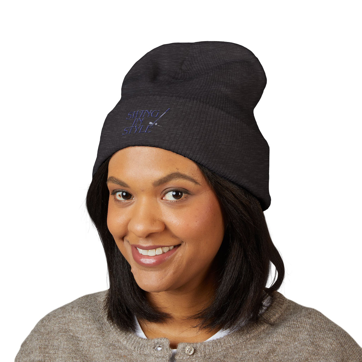Swing in Style Embroidered Cuffed Beanie