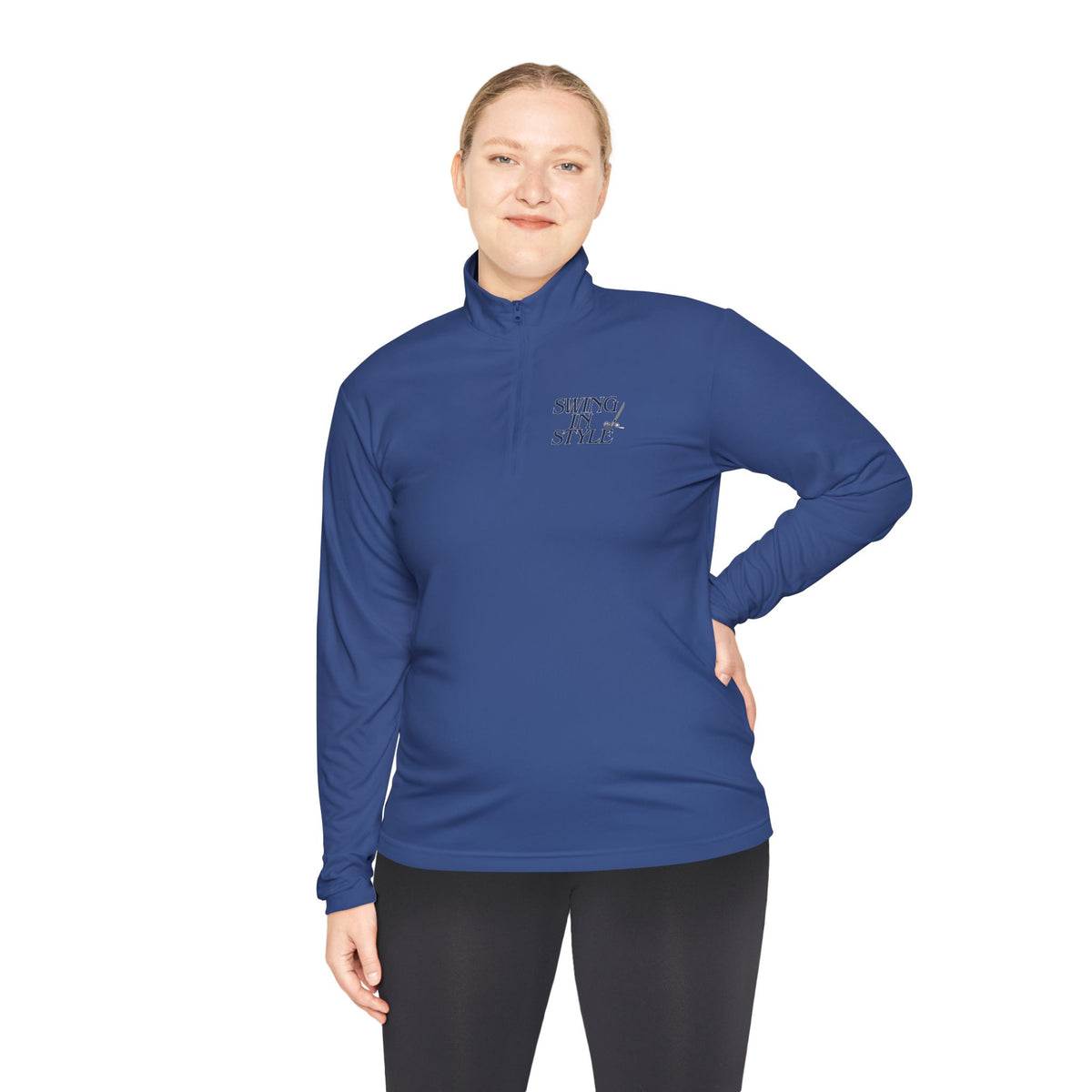 Quarter-Zip Pullover – 'Smoky/Style' Minimal Embroidered Chest Pullover
